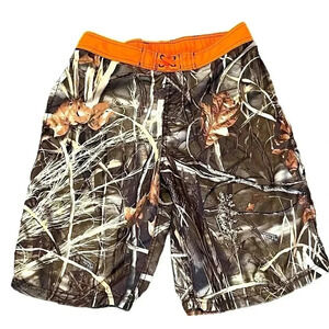 ❤️ 2/$11 Boys Camo No Liner Swim Suit Trunks Tan Camouflage Orange size 18 XL